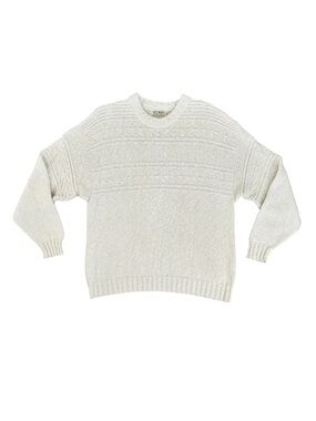 Vintage L.L.Bean 100% Cotton Sweater Made in Maine, USA Cream Fisherman Knit XL